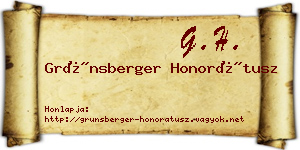 Grünsberger Honorátusz névjegykártya